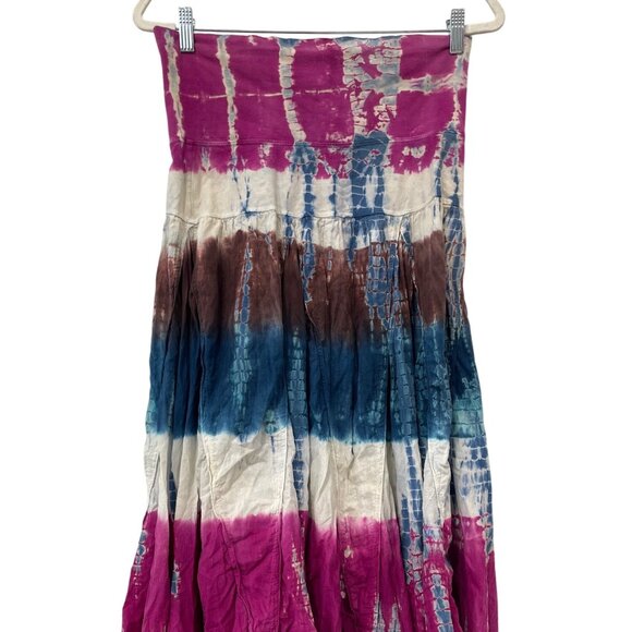 Romeo and Juliet Couture Maxi Skirt Size Large Tie Dye Pink Blue Bohon Lagenlook - Picture 1 of 7